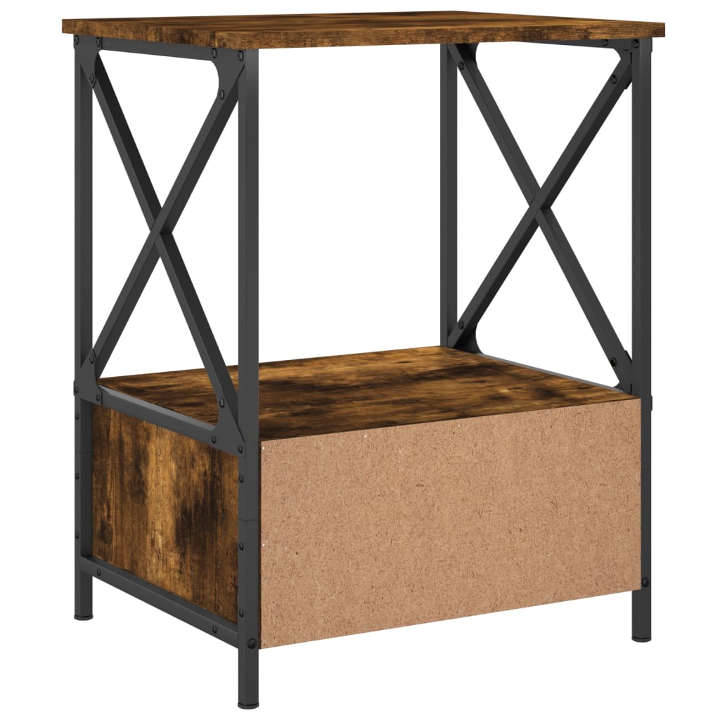 Table de chevet chêne fumé 50x41x65 cm bois d'ingénierie - 7