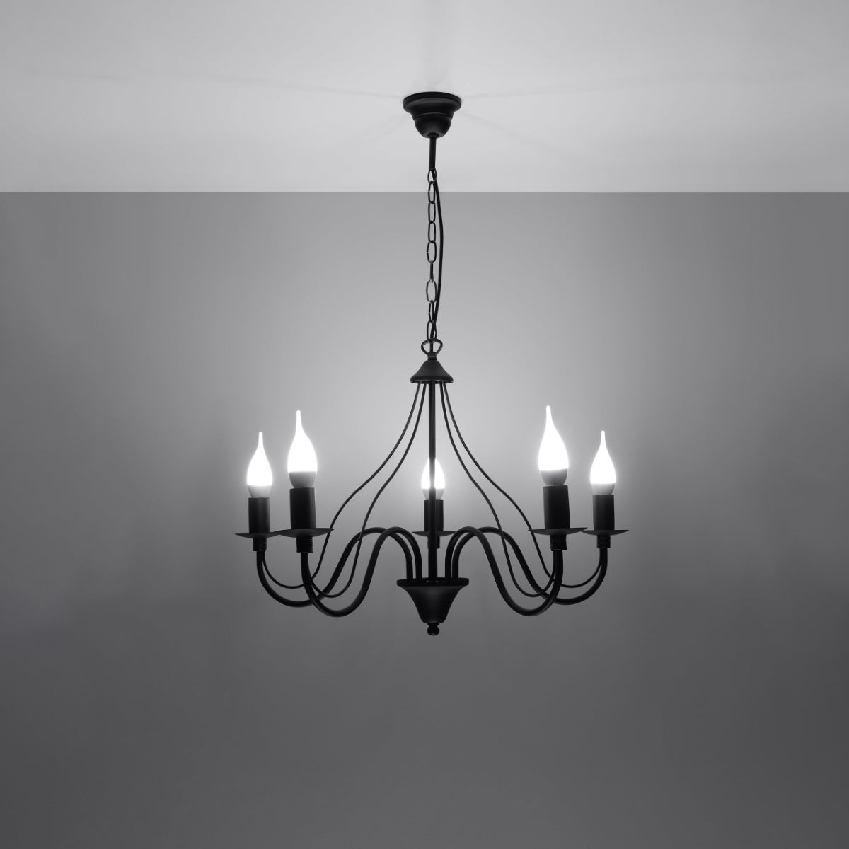 Żyrandol VIVOW 5 czarny LED 3000K - 60x60x80cm Sollux