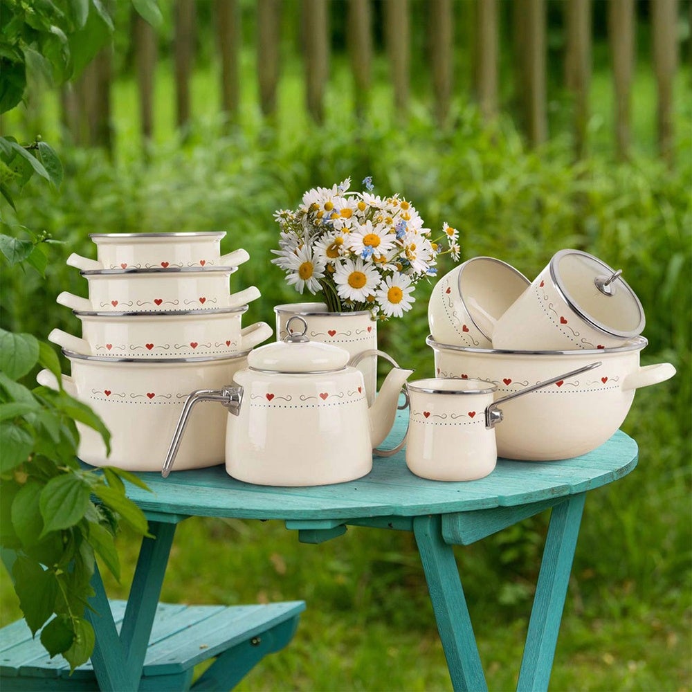 Garnek emaliowany kremowy TONCA 18 cm, 2 l - 5