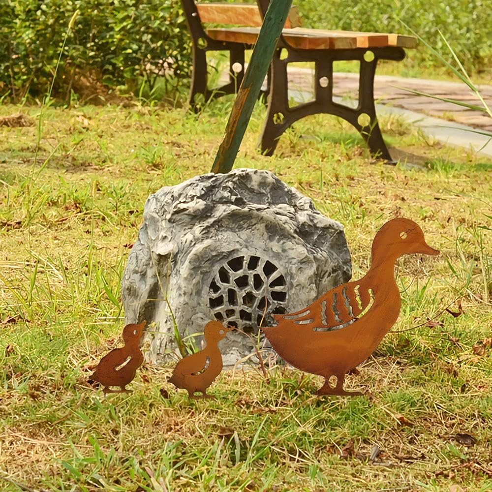 Piquets Canard Métal - Lot de 4 - Silhouettes Animalières pour Décoration Jardin Extérieur - 4