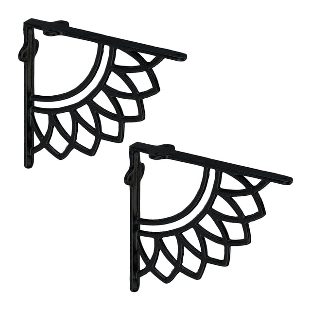 Relaxdays Reggimensola da Muro, Set da 2 Staffe per Mensole Parete, Supporti Angolari per Scaffali, Decorativo, Nero