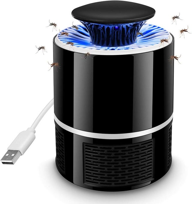 Lampada elettrica antizanzare, repellente per insetti, luce e suono, ideale per casa, interni, esterni e patio (nero)