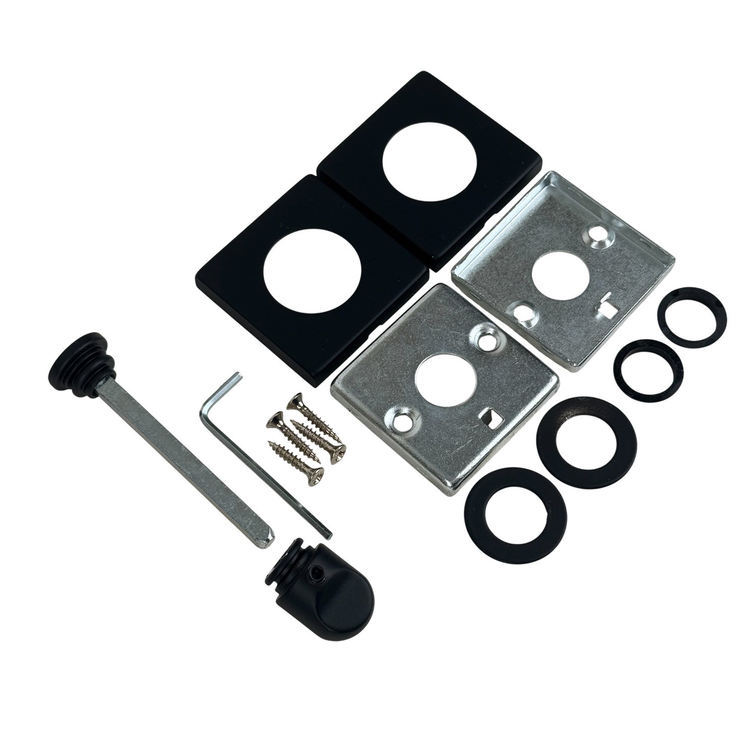 2 rosaces de poignée de porte carrées Mies condamnation, Aluminium noir mat - 7