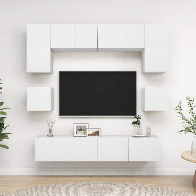 Juego de mueble para TV de 8 piezas aglomerado blanco