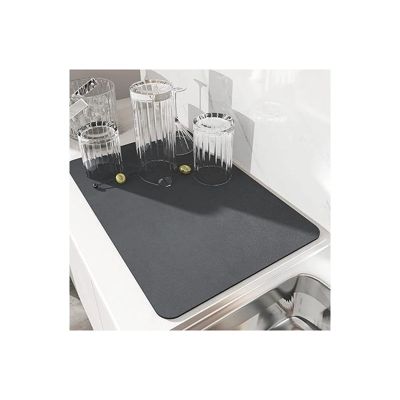Ociekacz na Naczynia, Super Chłonny Ociekacz do Naczyń, Szybkoschnąca Mata Kuchenna pod Zlew z Nanowłókien, 40 x 30 cm (Szary)