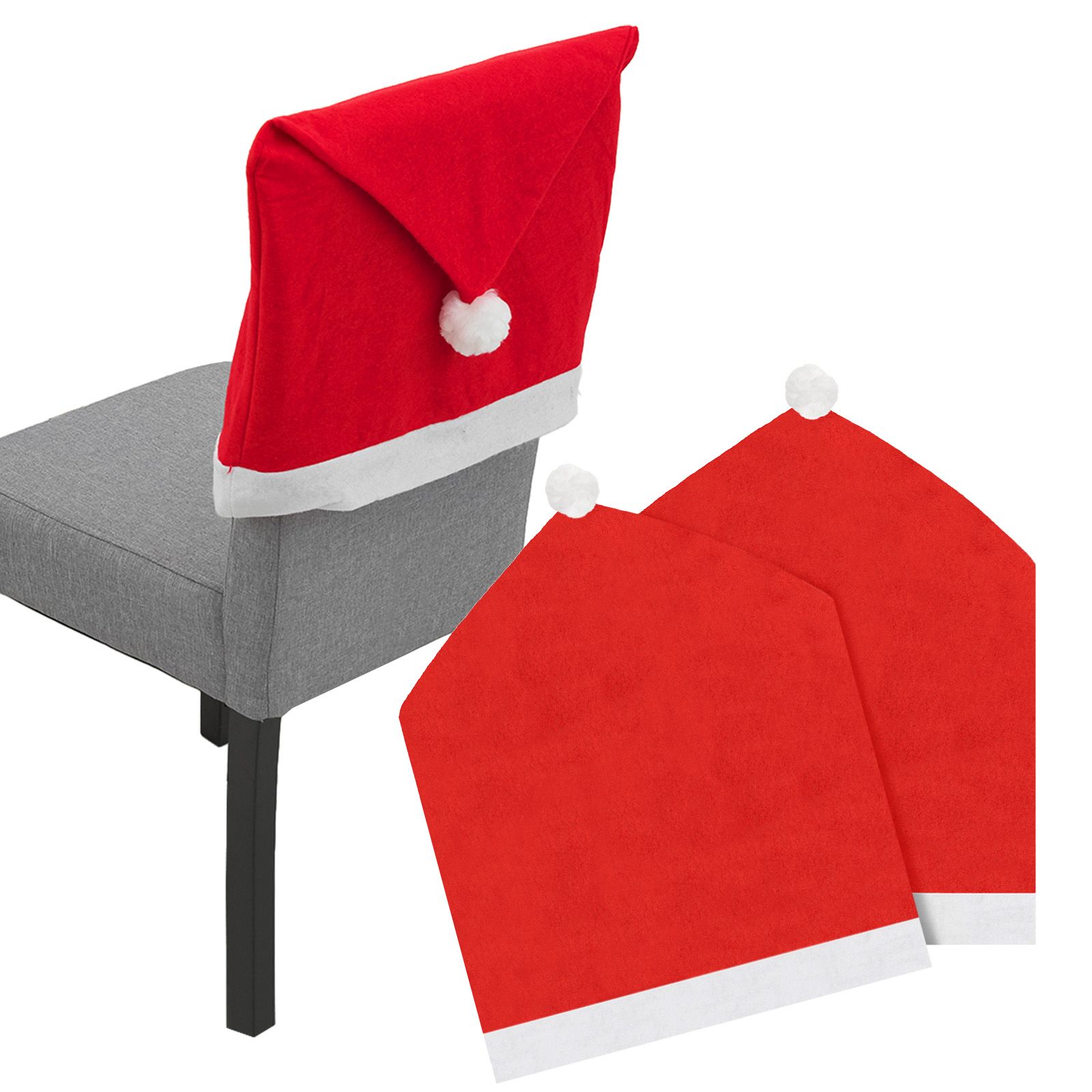 Set Di 4 Coprisedia Natalizi Con Cappello Di Babbo Natale – Decorazioni Per Sedie Da Pranzo – Tema Festa