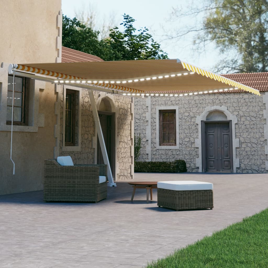 Automatycznie zwijana markiza, LED i czujnik wiatru, 600x300 cm vidaXL