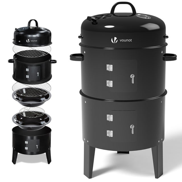 Barbecue Charbon Avec Fumoir Déporté - Portable Avec Caisse, Neuf