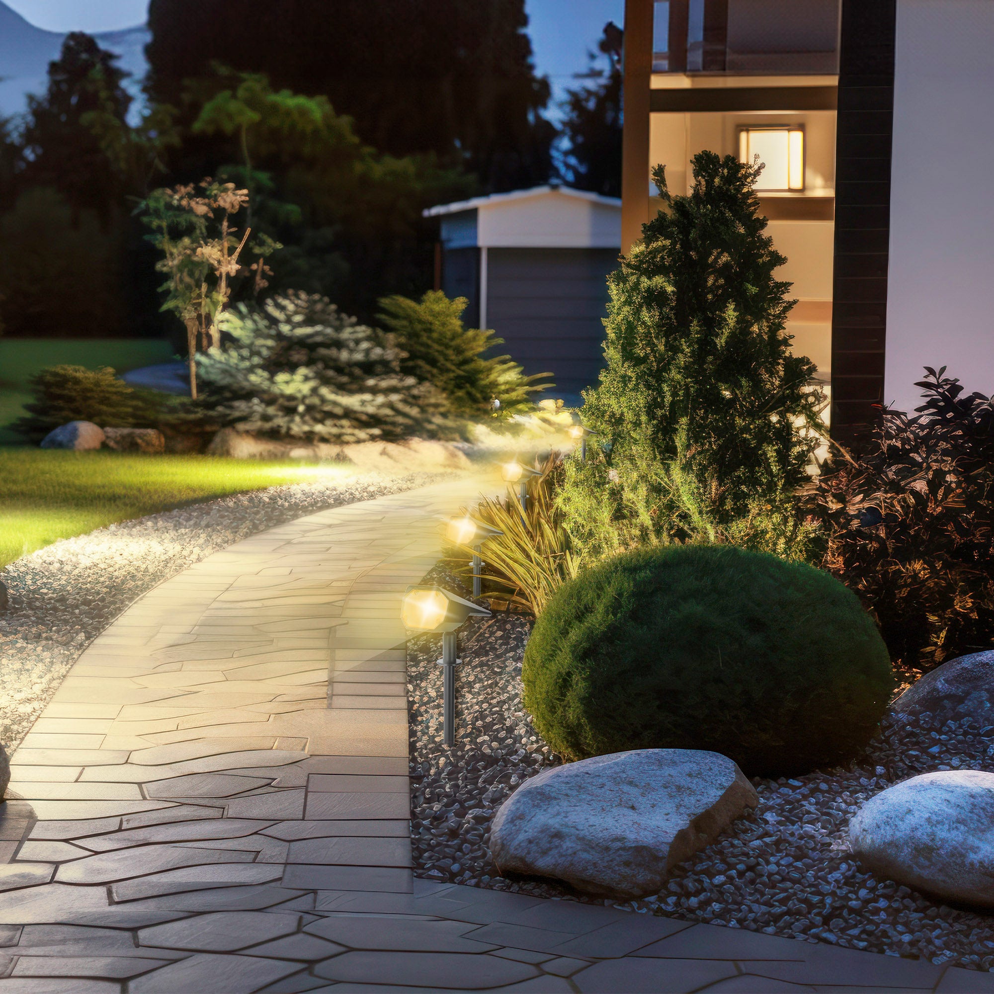 Aktive Conjunto de 6 balizas solares LED de luz quente com 2 intensidades de 5 a 10 lúmens - 7