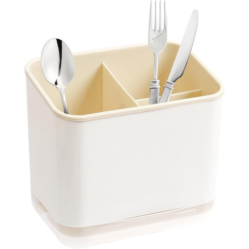 Ociekacz na sztućce, widelce i łyżki z 3 przegródkami i ociekaczem na nóż, widelec i łyżkę (żółty)