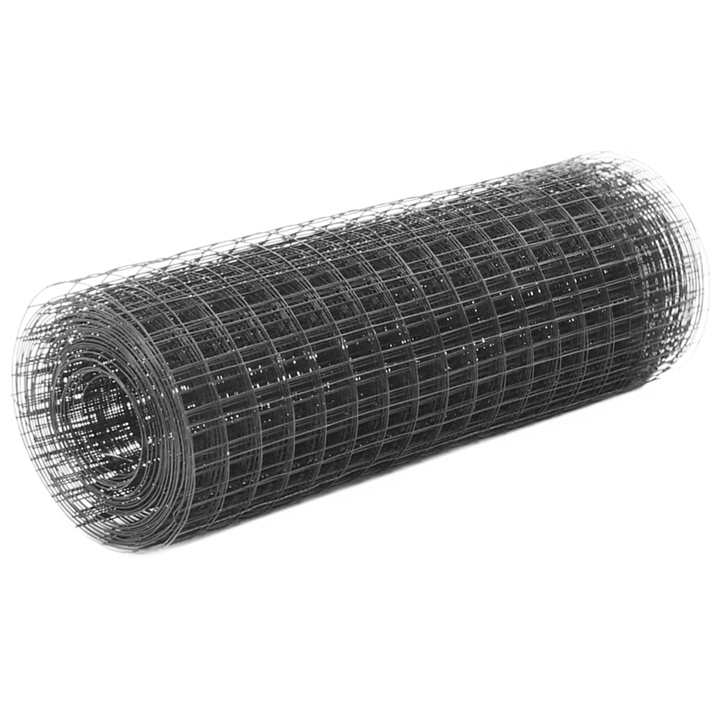 Ogrodzenie z siatki, stal i PVC, 25x0,5 m, szare vidaXL