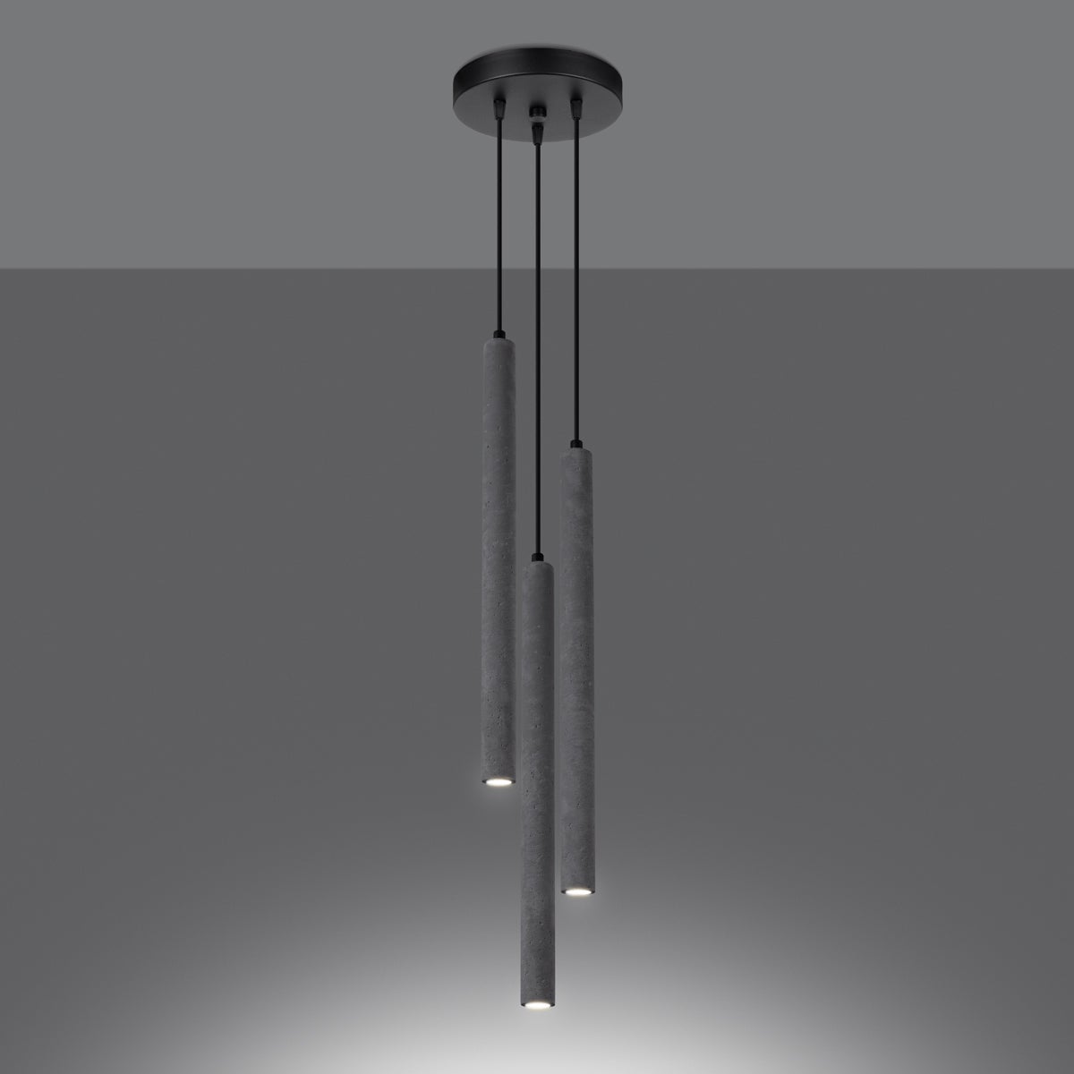 Lampa wisząca BRILL 3P beton LED 3000K - 19.5x19.5x115cm Sollux