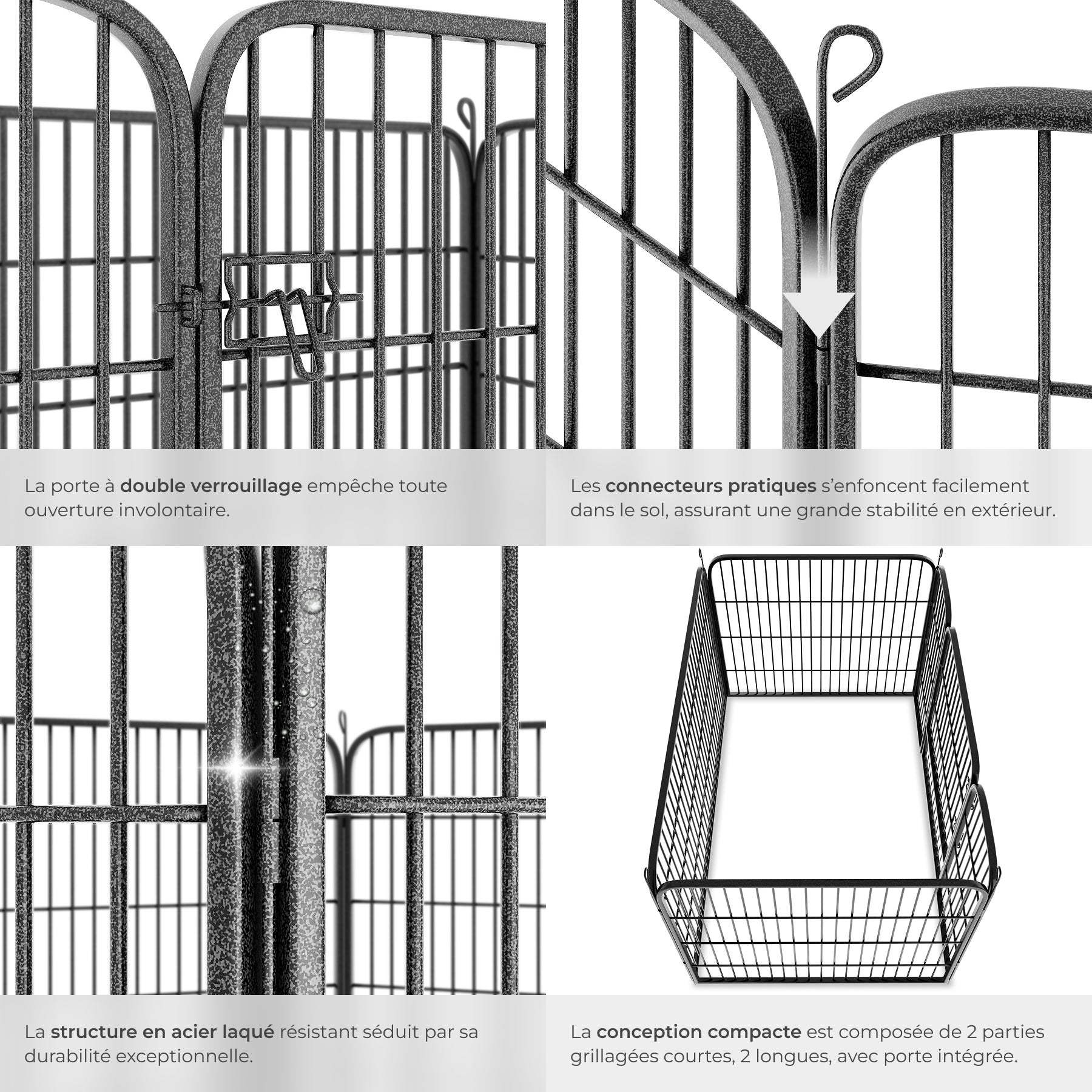 TECTAKE Parque para cachorros 4 peças, dobrável - 5