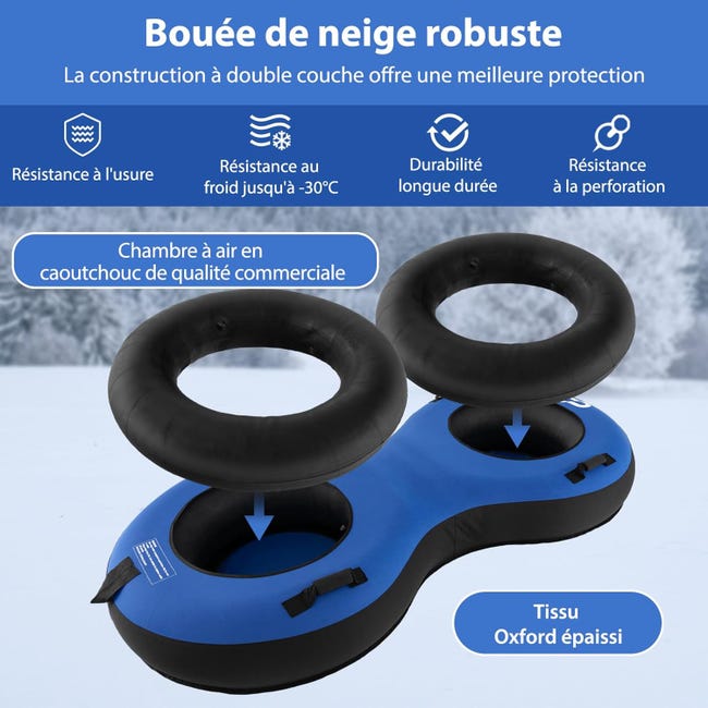 Slittino da neve gonfiabile per 2 persone con gomma premium doppi sedili imbottiti, Slittino resistente da 200cm 3 Colori Slittino da neve gonfiabile per 2 persone con gomma premium doppi sedili imbottiti, Slittino resistente da 200cm 3 Colori