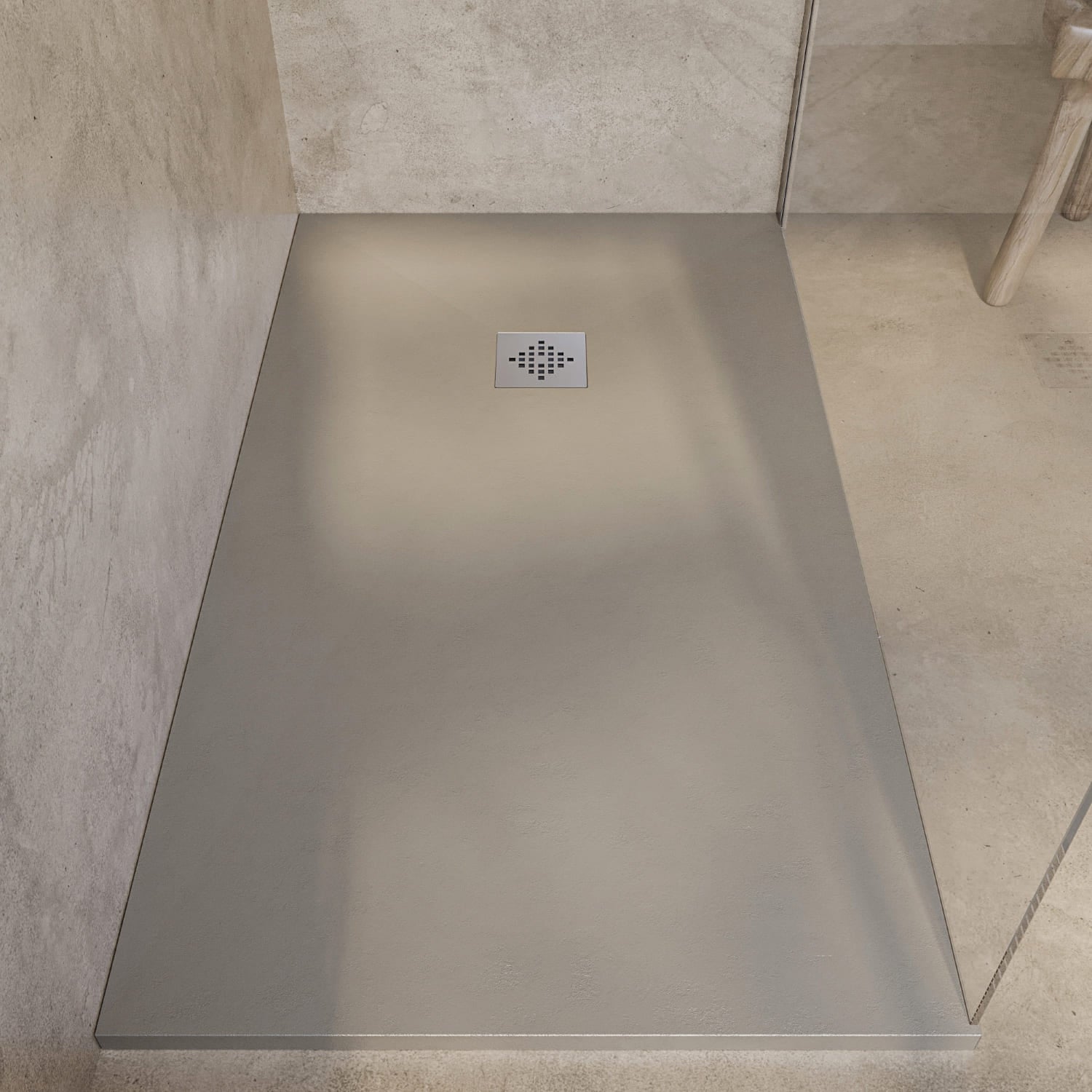 SOULHOME Brodzik prysznicowy– Żywica– Gel Coat– Gładka/Kamienna tekstura – Antypoślizgowy – Kolor Moka – 140X75- Niski 3 cm– Standard - 4