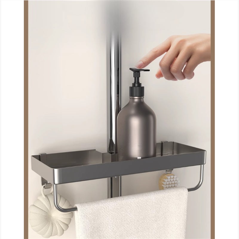 Lot de 2 Étagères de Douche Sans Perçage, Porte-Savon en Aluminium avec Plateau pour Gel Douche, Compatible avec les Tubes de 22-25mm. - 3