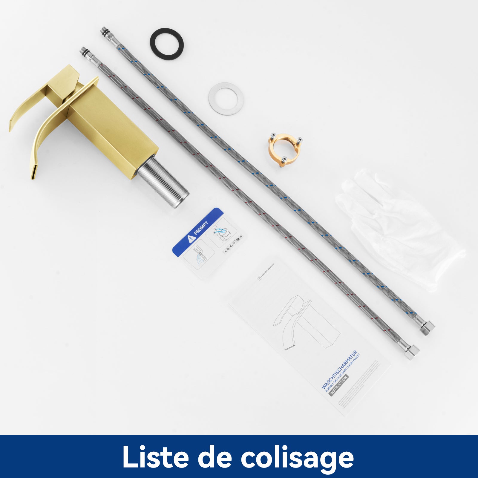 CECIPA MAX Mitigeur de lavabo en cascade Robinet dorée de salle de bain Robinet de lavabo Acier inoxydable Robinetterie Lave-mains - 9