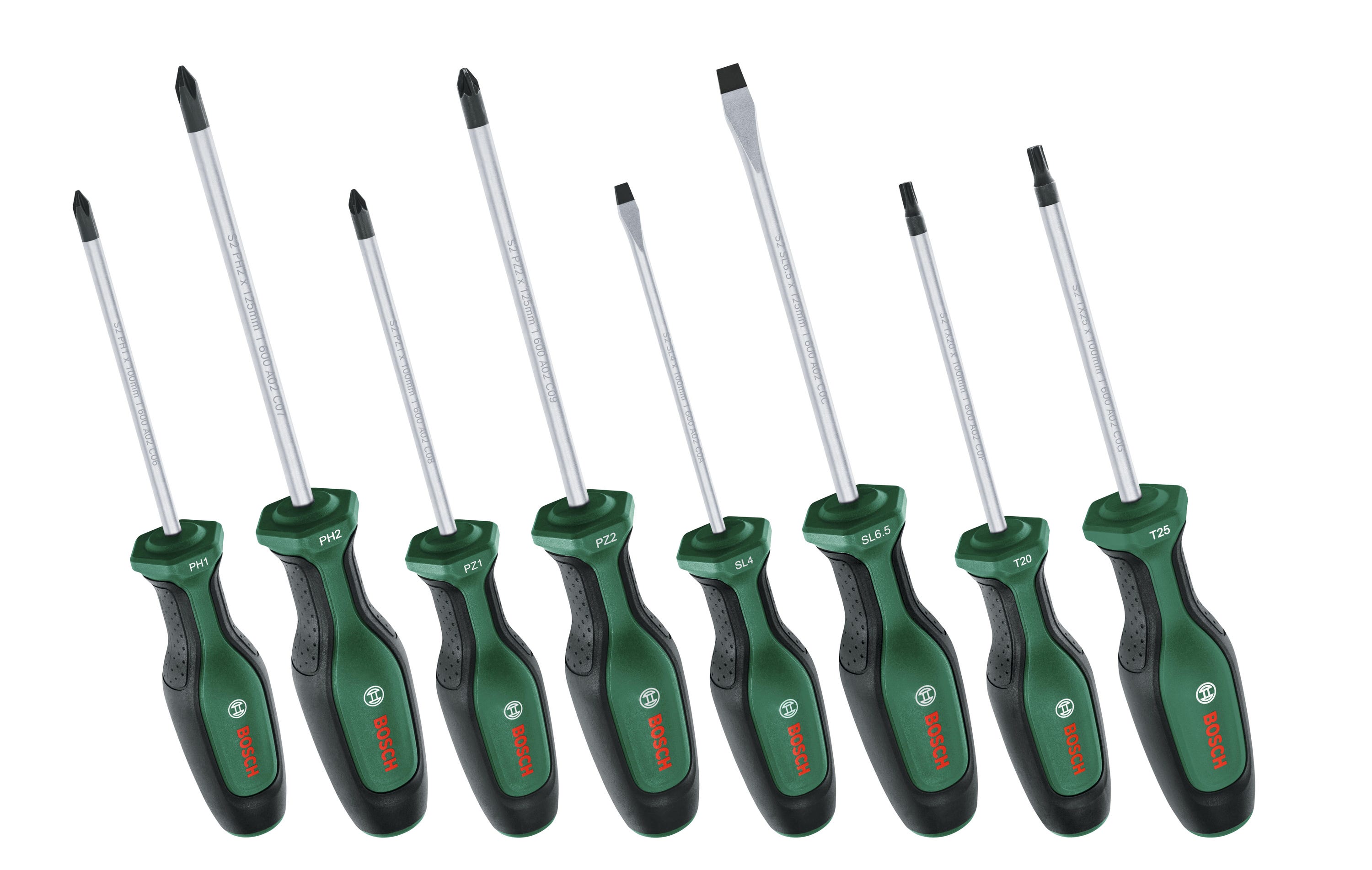 Bosch Home and Garden Set di Cacciaviti da 8 Pezzi, Cacciaviti, Acciaio S2, Rivestimento Softgrip, Punta Magnetica, Set misto da 8 pezzi