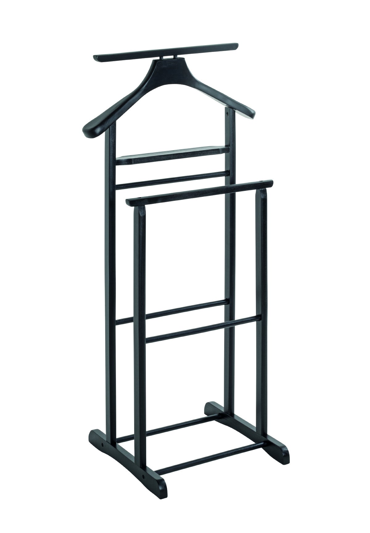 Valet De Chambre Cardiff - Porte-vêtements Avec Ceintres Et Vide-Poche - Métal Chromé - Design Wenge Porte-vêtements Métal