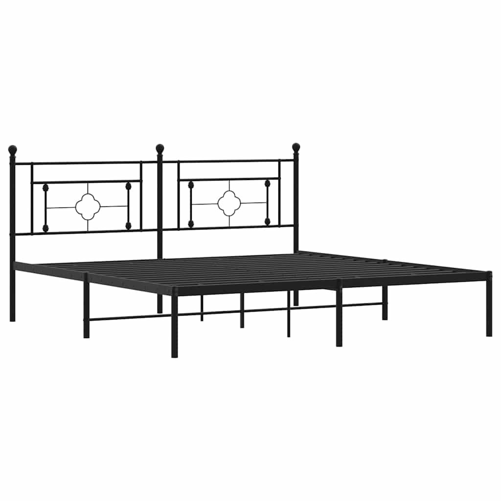 Estructura cama sin colchón con cabecero metal negro 183x213 cm vidaXL - 3