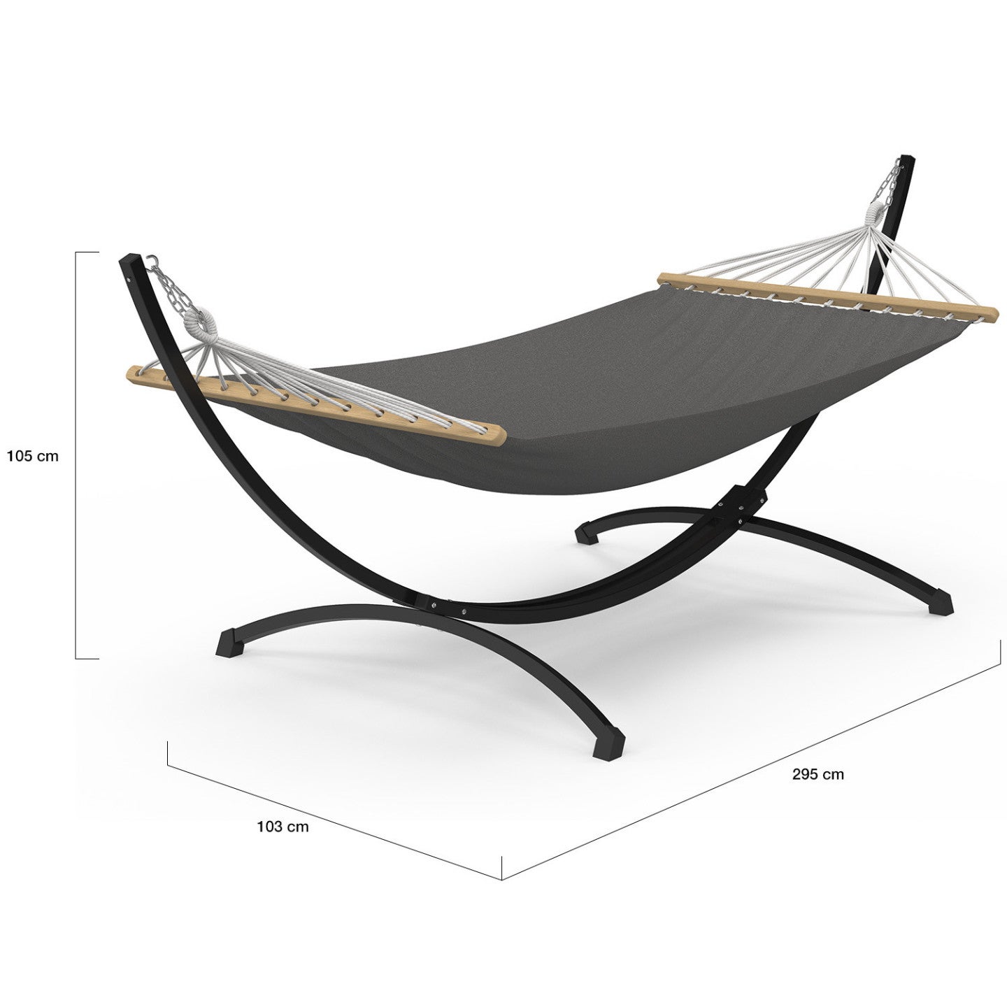 Hamac XL avec support métal noir et toile gris anthracite - 4