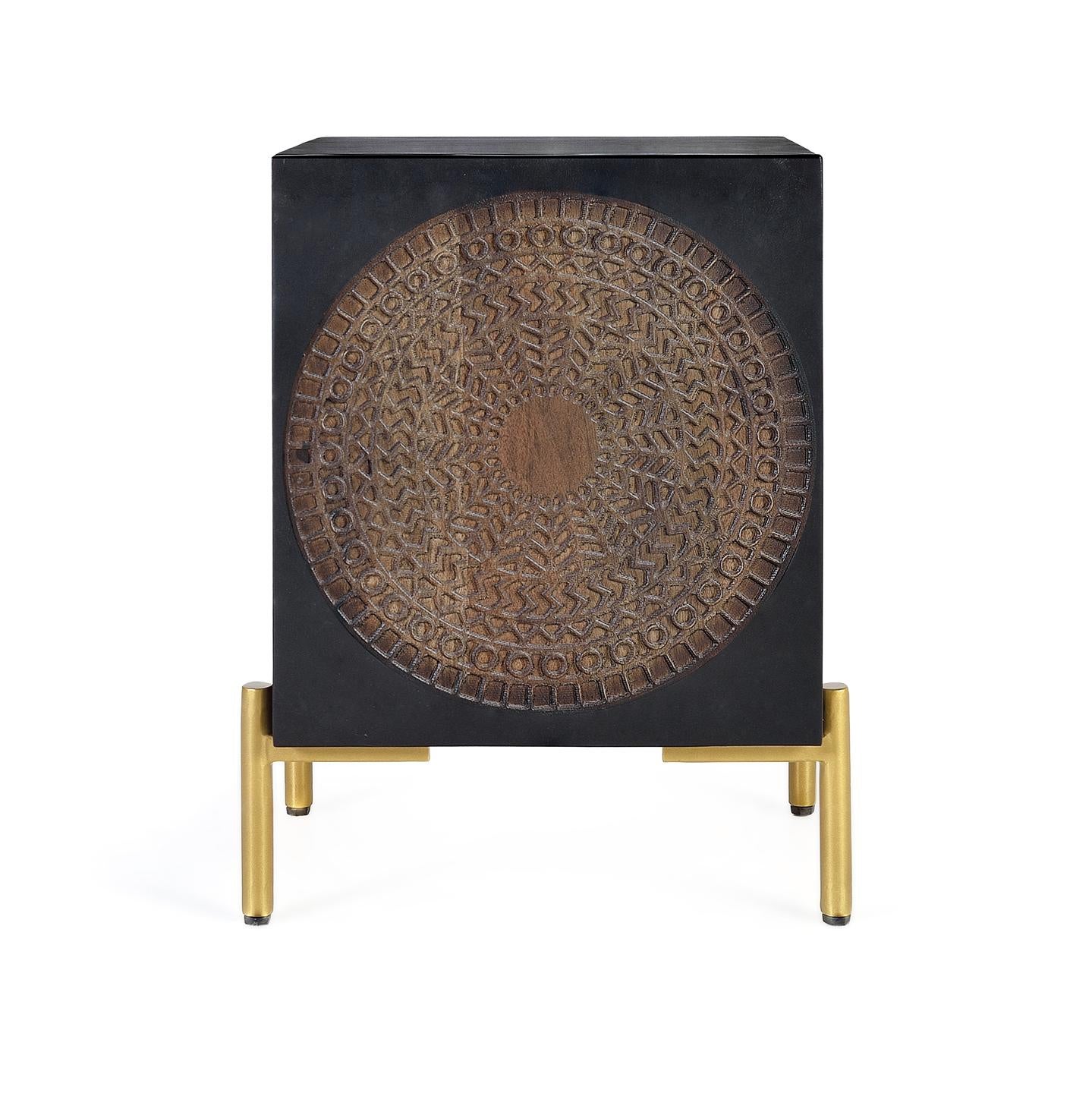 Stoliki nocne z drewna mango 43 cm, rustykalny styl etniczny - 60x43x40 GYC