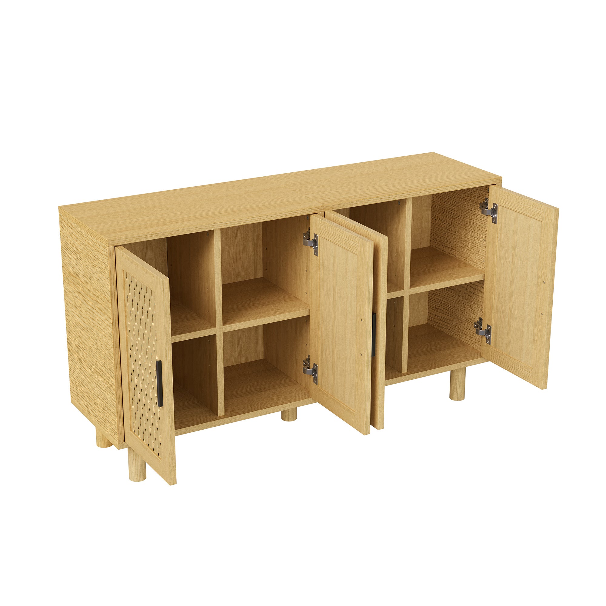 Buffet, meuble de rangement en bois chêne, avec 4 portes , meuble de rangement pour le salon, portes à motif tressé - 9