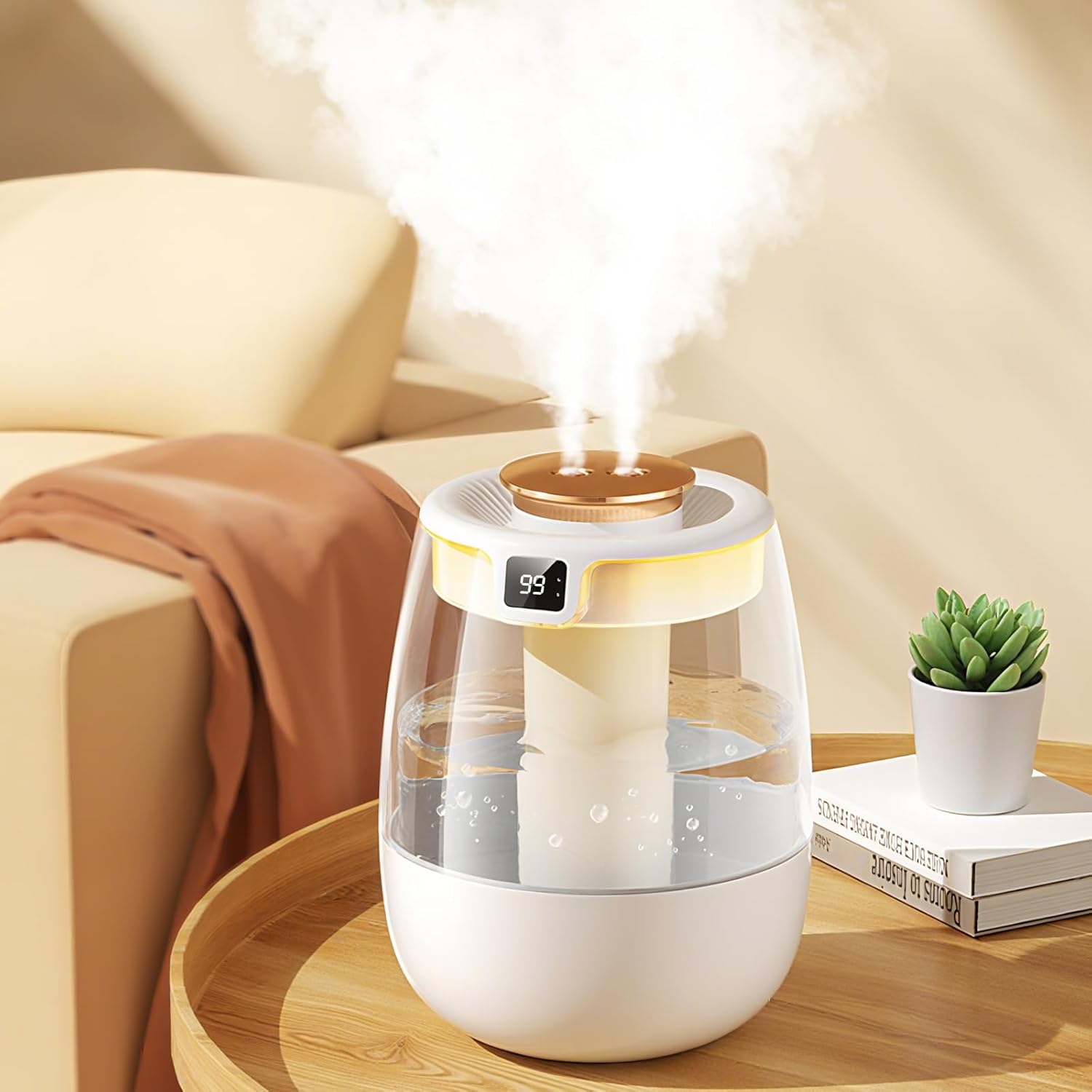 Humidificateur D'air Ultra Silencieux 1L - Affichage Température/hygrométrie - 2 Modes Brume - Veilleuse Douce - Rotation 360° - Idéal Chambre Bébé, Bureau, Plantes, Voiture