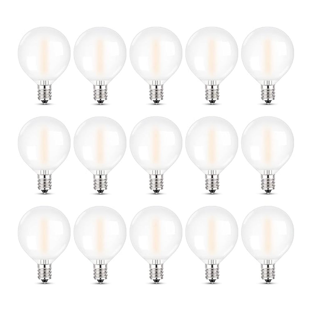 Matowe żarówki LED G40, żarnik E12, styl Vintage Edison, odpowiednik 1 W (10 W), ciepła biel 2200 K, do żyrandoli, nieściemnialne, opakowanie 15 szt.