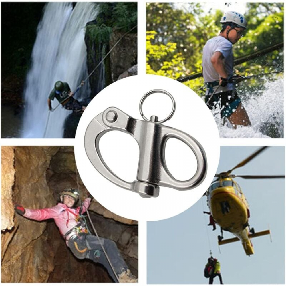 Lot de 2 manilles à ressort à dégagement rapide en acier inoxydable, manille pivotante avec anneau pour bateaux, camions, fourgonnettes et remorques - 5