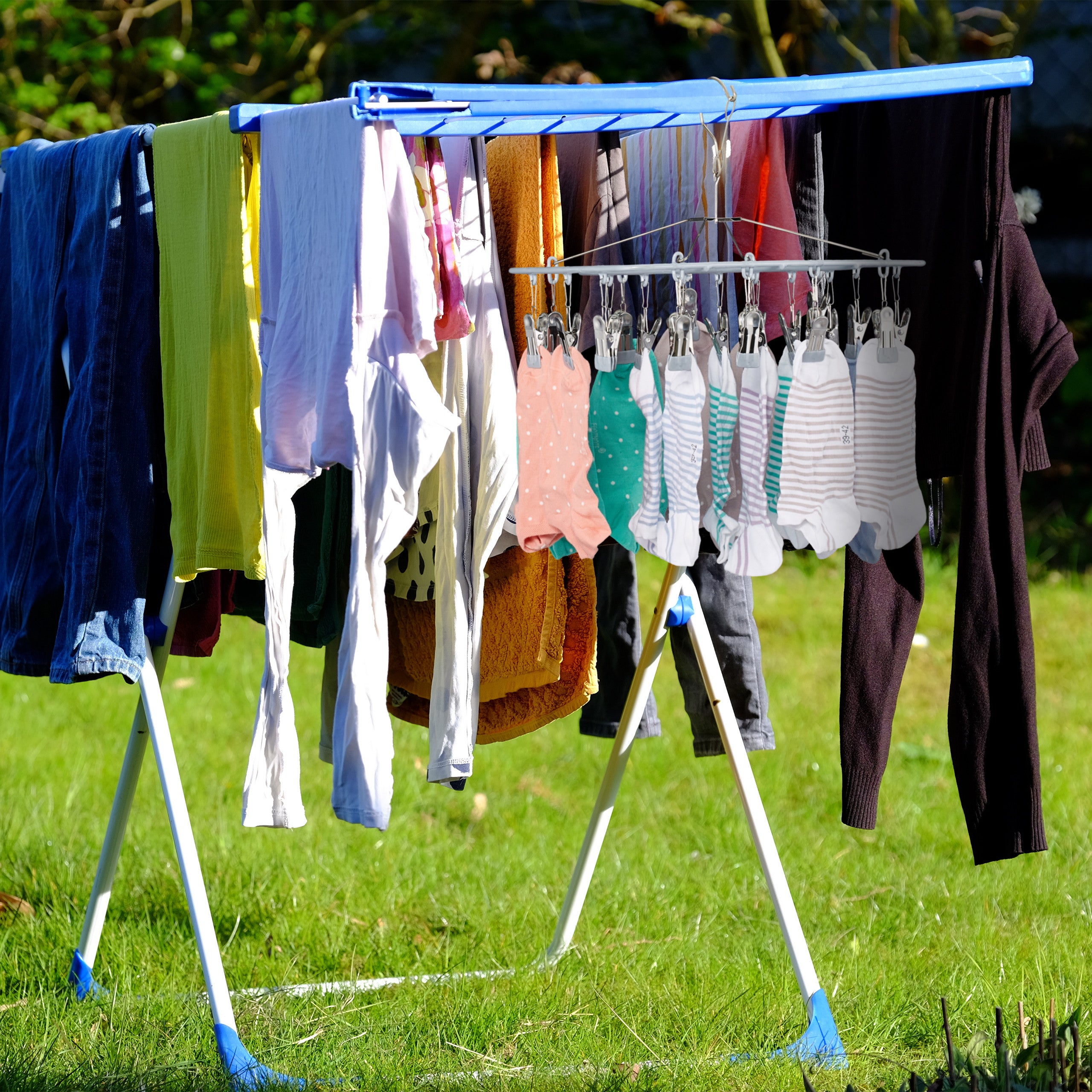 Stendino Calzini 365° Ruotabile Con 36 Clip - Pieghevole E Antivento - Per Lingerie, Intimo, Reggiseni - Foto 4