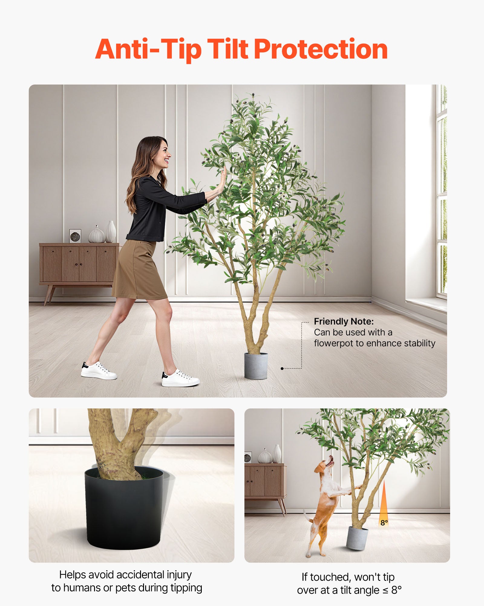 Albero Artificiale Olivo 1,8 m VEVOR, Pianta Decorativa in PE con Vaso Nero, Fogliame Realistico, Finto Ulivo per Ufficio, Camera da Letto, Interni - 5