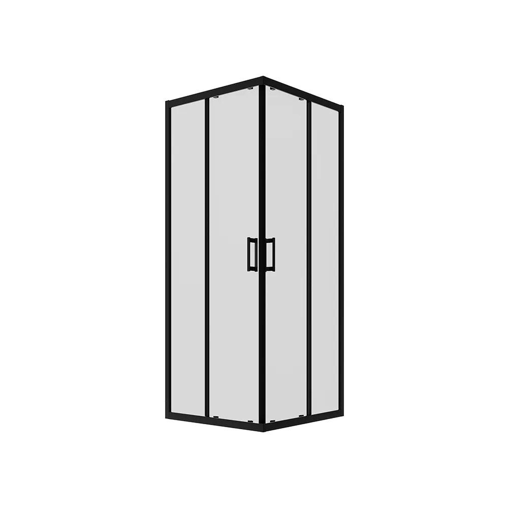Box doccia 80x90 cm angolare doppio scorrevole profili neri vetro trasparente h190 | Java - 2