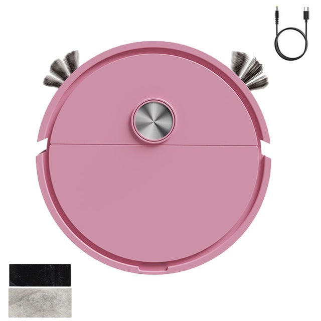 Mini robot aspirateur pour voiture. Aspirateur sans fil et rechargeable — Adapté aux salons. Rose (16 x 16 x 5 cm)