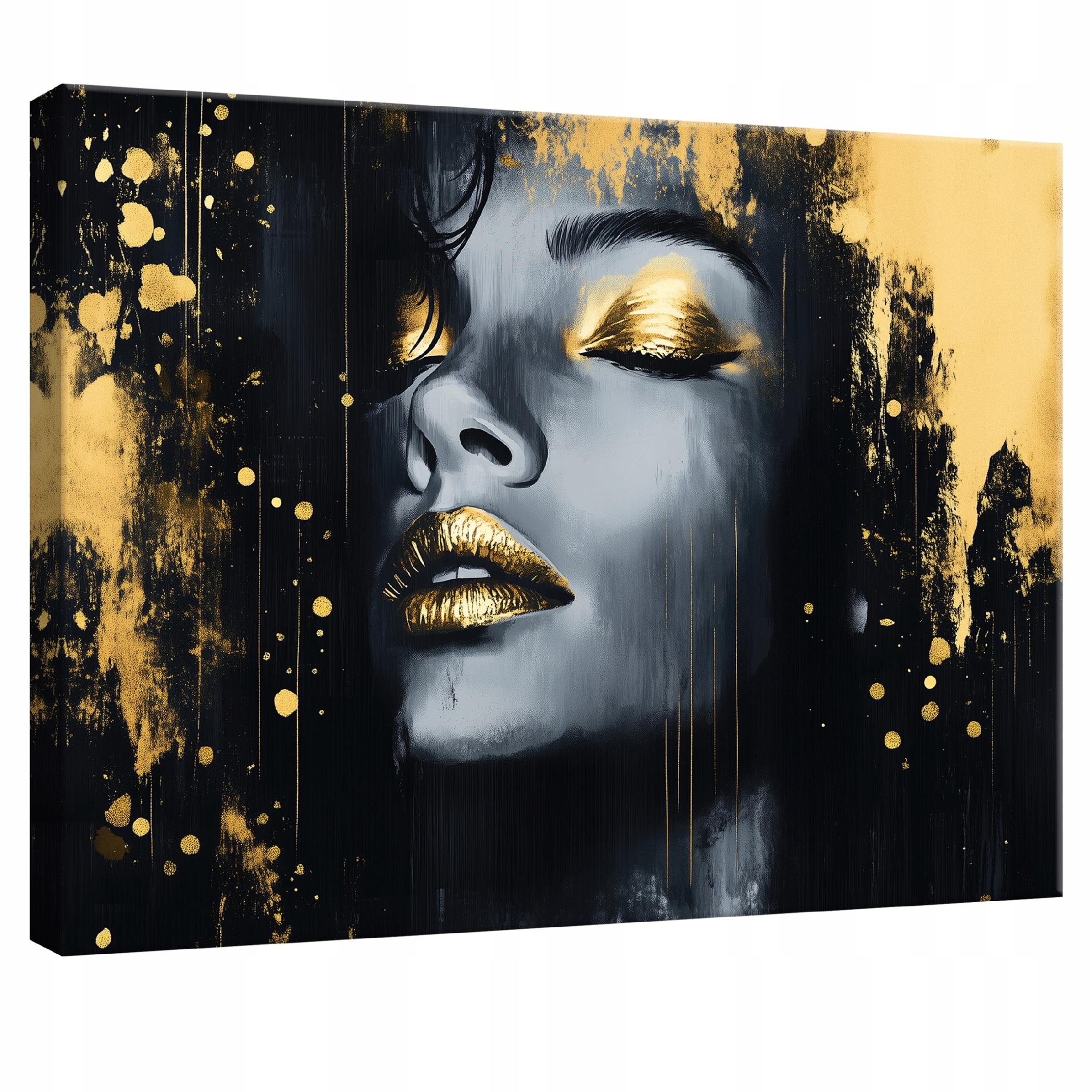 Impression sur Toile Femme Art Abstraction Or Béton Moderne 120x80 cm XXL Tableau Décoration Murale Salon Chambre pret a accroche - Maison