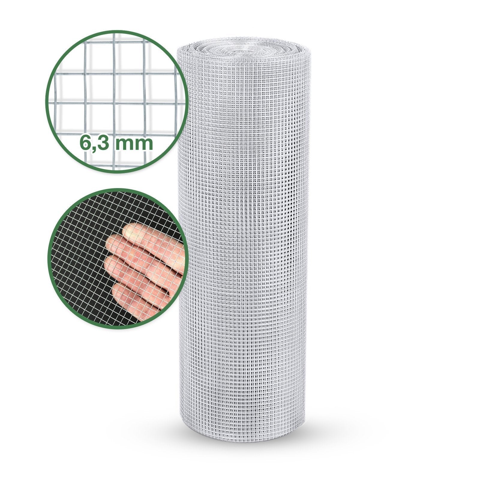 Rete metallica 100 cm x 10 m, maglia fine, zincata, dimensione maglia: 6,3 x 6,3 mm - 5
