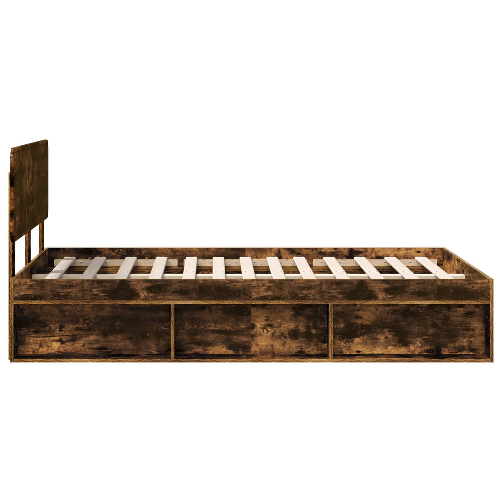 Cadre de lit chêne fumé en pin massif, pour la chambre, 135 × 190 cm - 8