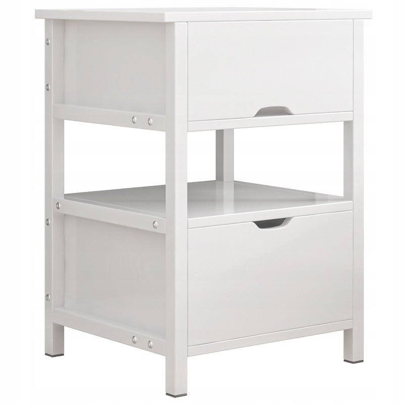 Biała szafka nocna praktyczna z 2 szufladami loft 45 cm