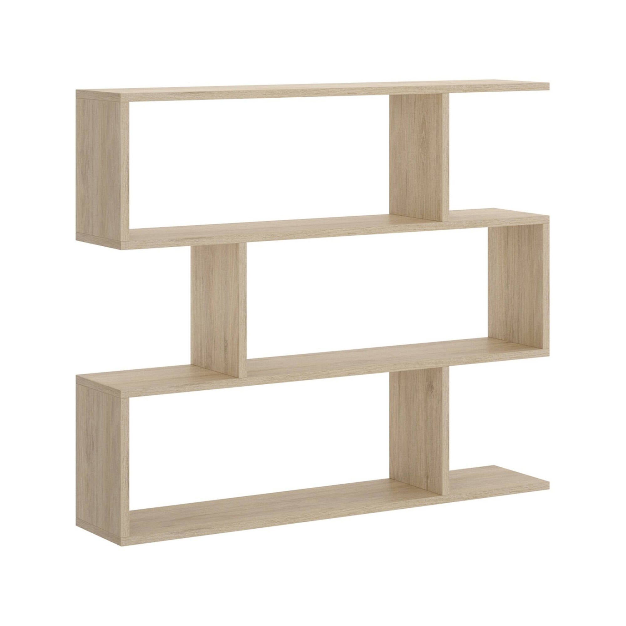 Bibliothèque De Bureau 80cm 3 Niveaux Ahtadums - Étagère Rangement Bois Polyvalente Maison