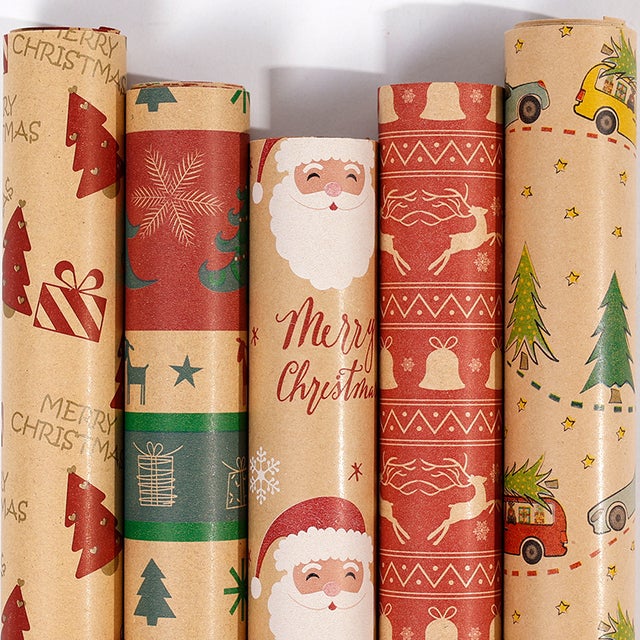 Lot De 5 Rouleaux Papier Cadeau De Noël - 43 Cm X 300 Cm Chacun, Motifs Festifs, Pour Anniversaires Et Fêtes