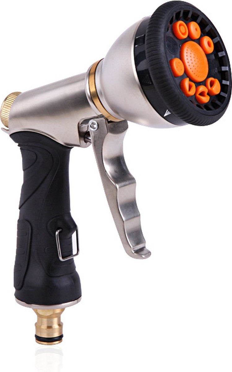 Pistolet natryskowy do węża ogrodowego z regulowaną dyszą, 9-pozycyjny metalowy pistolet na wodę wysokociśnieniowy, ręczny opryskiwacz