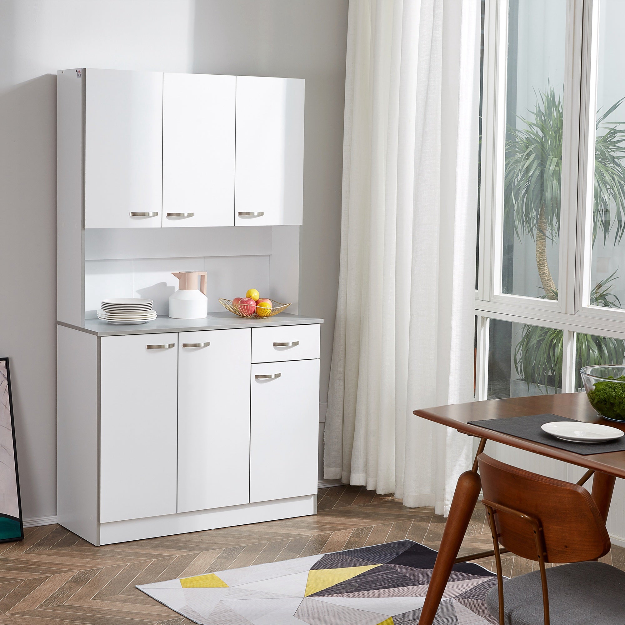 Armario para cocina Homcom blanco 101x39x180 cm tablero de pb y metal - 2