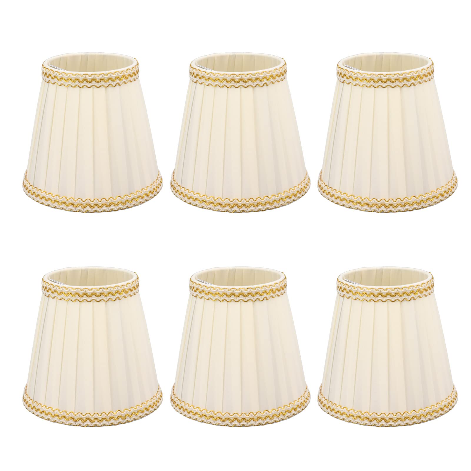 Set 6 Piccoli Paralumi In Lino Beige Per Lampadine E14 – Per Lampadario, Applique, Lampada Da Tavolo