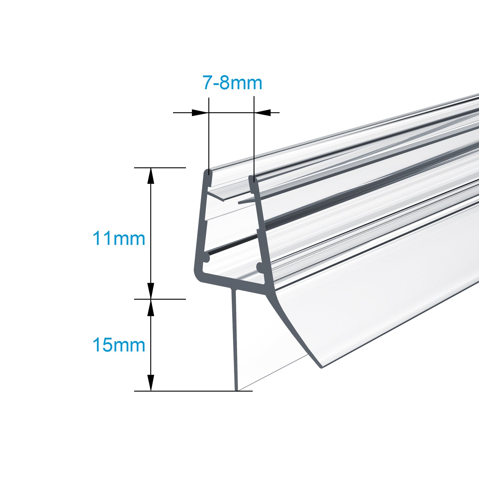 Heilmetz joint de remplacement déflecteur d'eau joint de douche protection contre les surtensions cabine de douche 7-8mm verre 600mm, 2 barres - 2
