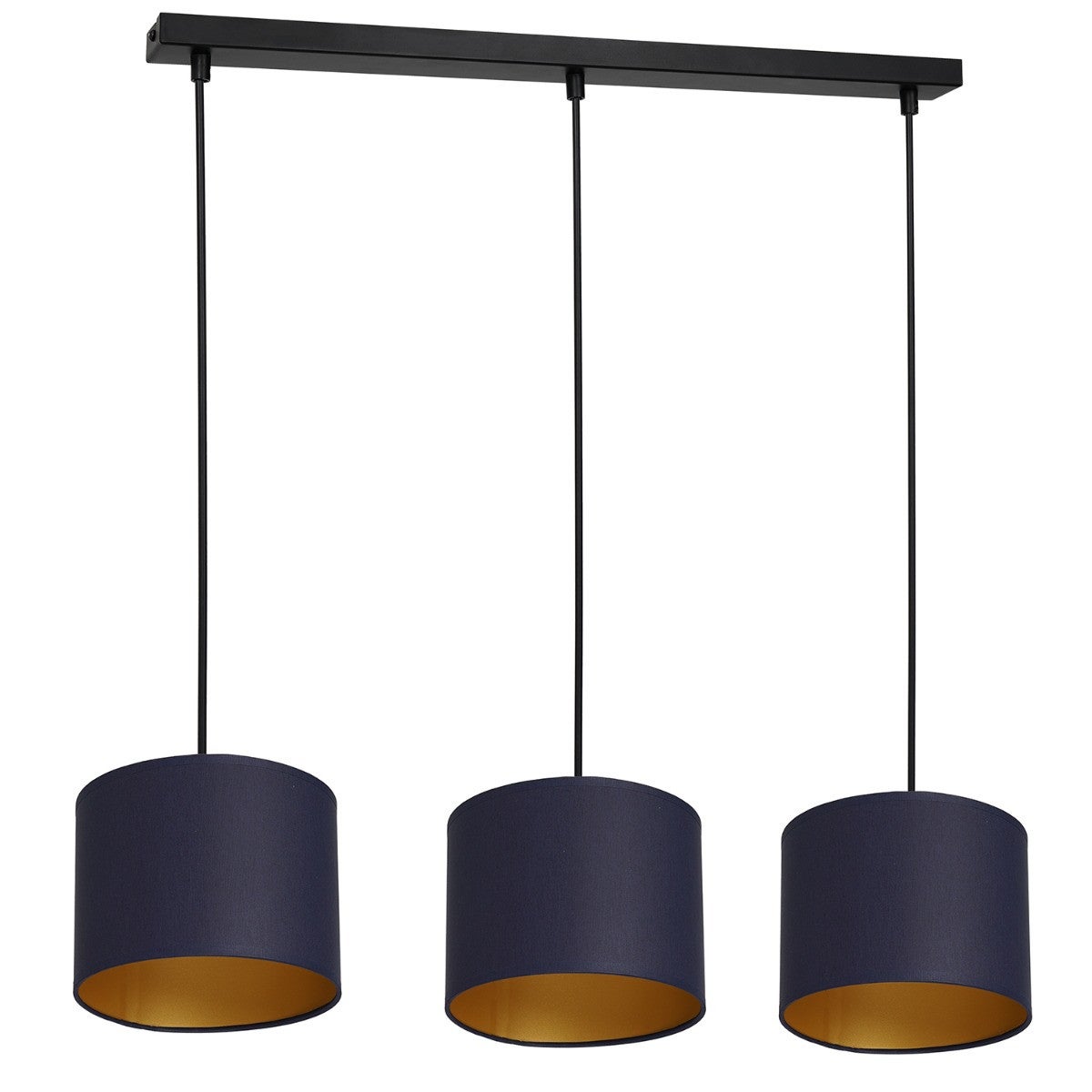 Lampa wisząca Arden czarny matowa-granatowy-złota 3xE27x15W wym: 110 x 75 x 18 cm tkanina Luminex