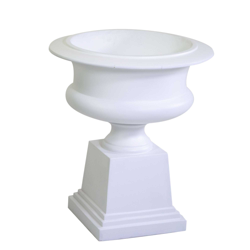 Cachepot in resina bianco con decori in rilievo cm 40x20 Honduras