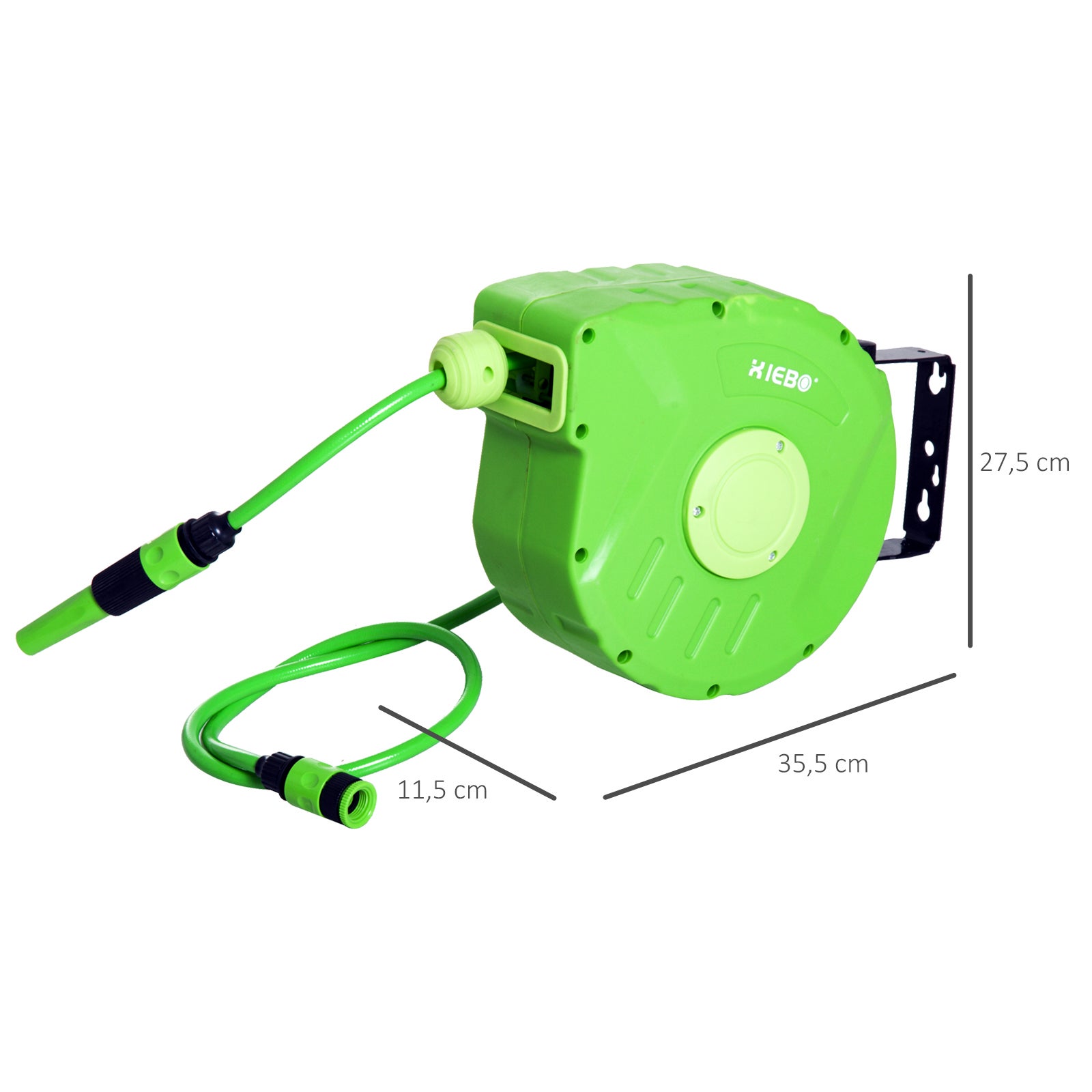 Carrete Manguera 10m+1m Pared Automático Giratorio 180º Verde 35,5x11,5x27,5cm - 2
