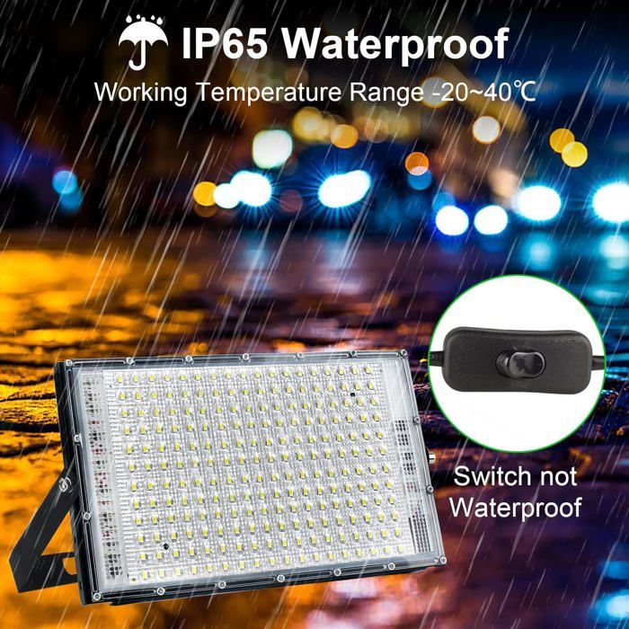 Projecteur LED 100W éclairage extérieur super lumineux blanc froid 3000K étanche IP66Etanche pour Cour GarageTerrain de Sport - 3