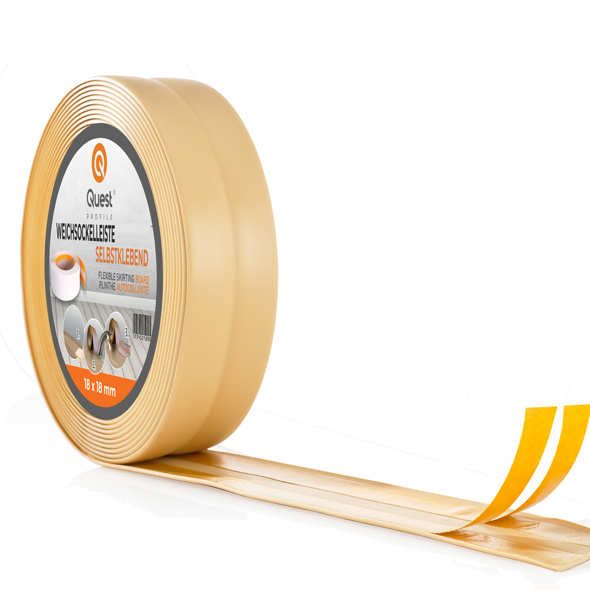 Quest banda de montaje y acabado pvc 30x30mm, 25m, autoadhesiva, crème