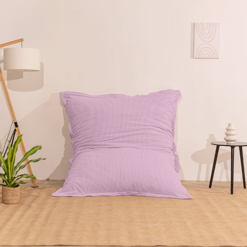 Pouf velours côtelé déhoussable BANANAIR 180 x 140 cm violet parme - 8